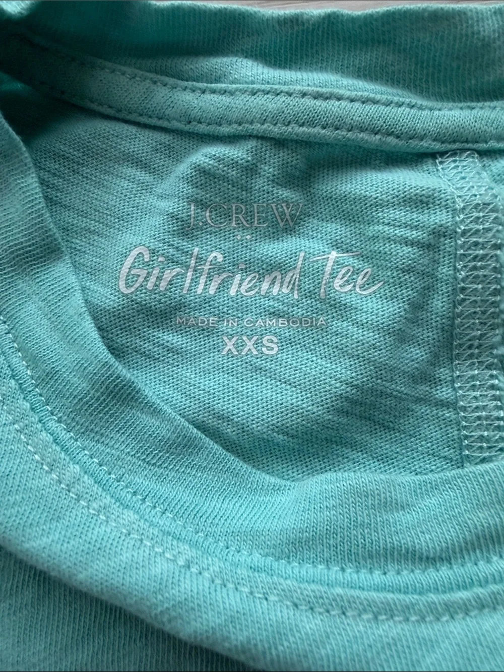 J. Crew Women’s Girlfriend Tee. Aqua Blue